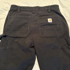 Rugged Flex® Loose Fit Canvas Double-Knee Black Work Pants Hammer Loop | Sz 4